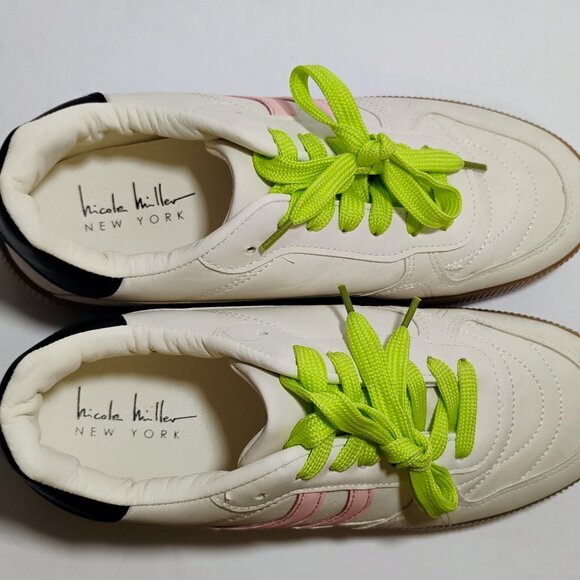 NEW Nicole Miller Sneakers Skate Shoes Women 10M White Pink Retro - Picture 6 of 9